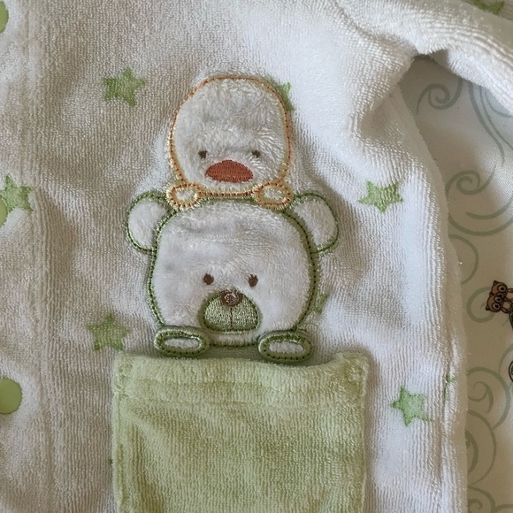 🌟 Vintage Y2K Carter’s Terrycloth Green Star Duck Bear Footed Sleeper-3M 🌟 - Picture 2 of 4